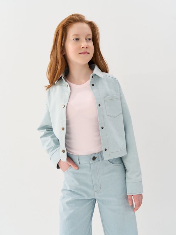 Рубашка джинсовая укороченная 