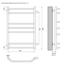 Полотенцесушитель MELODIA Victory 50/80 П7 с боковым подключением (MTRVY5080)