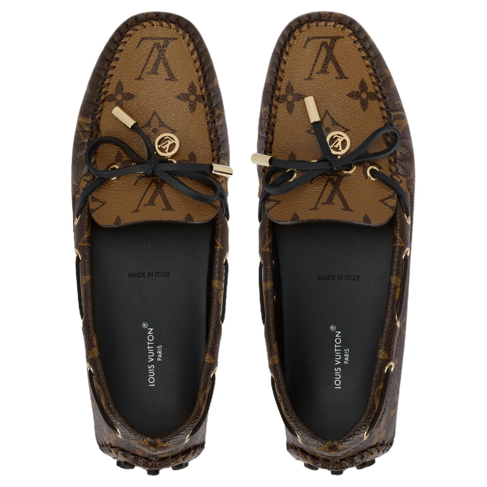 LOUIS VUITTON Gloria Flat Loafers "Brown Monogram" Women"s