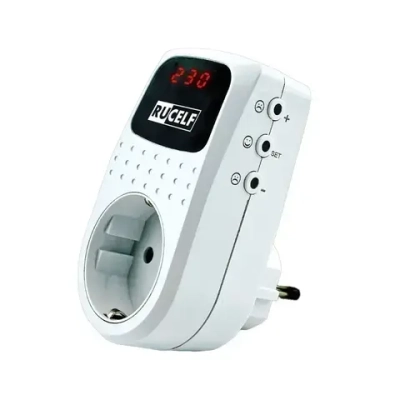 Реле напряжения с дисплеем 16А RUCELF SRW-16A в розетку, для холодильника, 220В