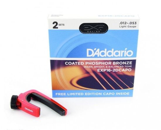 Струны для акустической гитары D'ADDARIO EXP16 -2DCAPO