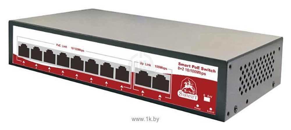 10 портовый неуправляемый РоЕ коммутатор SARMATT SR-PS0820FBL