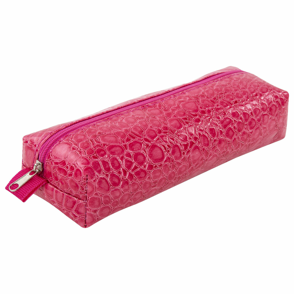 Пенал-косметичка BRAUBERG "крокодиловая кожа" 20х6х4 см "Ultra pink" (3 штуки в упаковке)