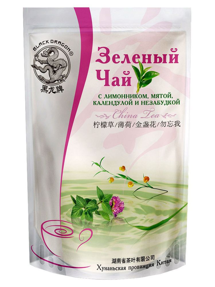 Чай зеленый Black dragon с лимонником, мятой, календулой и незабудкой 100 г