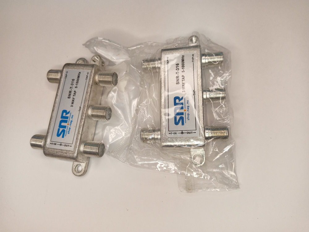 Ответвитель абонентский SNR-T-316 на 3 отвода, вносимое затухание IN-TAP 16dB.