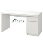 Стол письменный с ящиком и дверью Марм 140х65х72.5 см / белый компьютерный стол с кабель-менеджментом