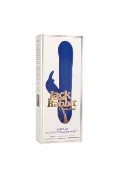 Вибромассажер кролик Jack Rabbit Signature Rotating Beaded синий 22 см