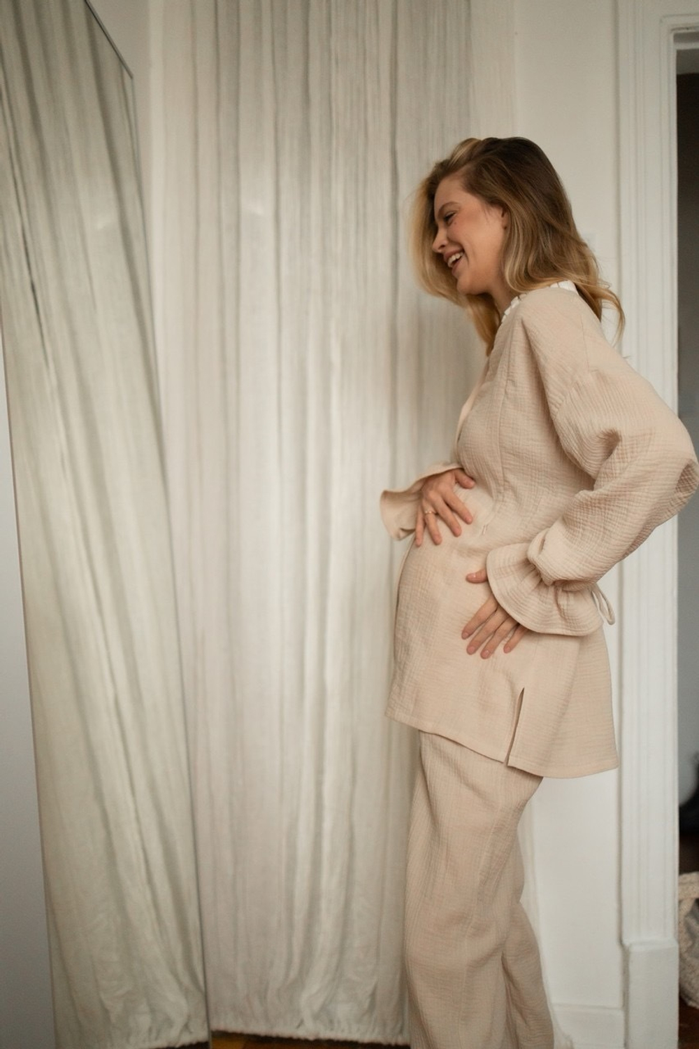 Костюм для дома с брюками, Бежевый