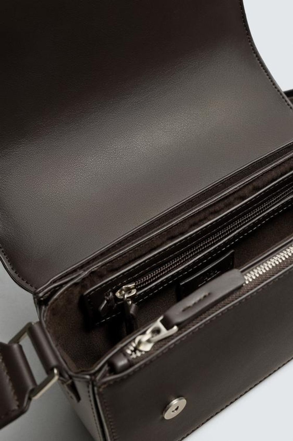 ZARA ОДНОТОННАЯ СУМКА С КЛАПАНОМ, КОРИЧНЕВЫЙ