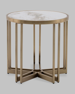 Журнальный столик Алиада 55х55 см светлая керамика сталь шампань