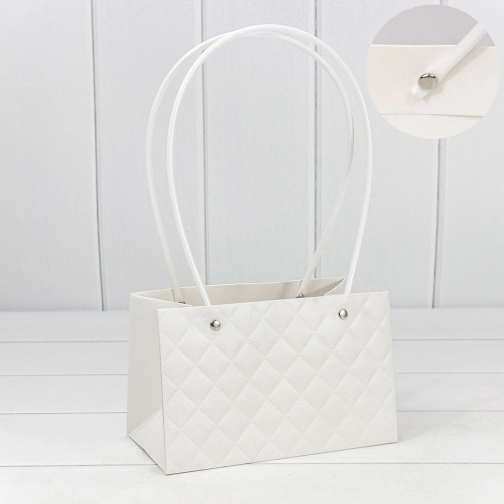 Пакет подарочный 19х12х10.5см Ваза для цветов "Ромбы" (Белый)