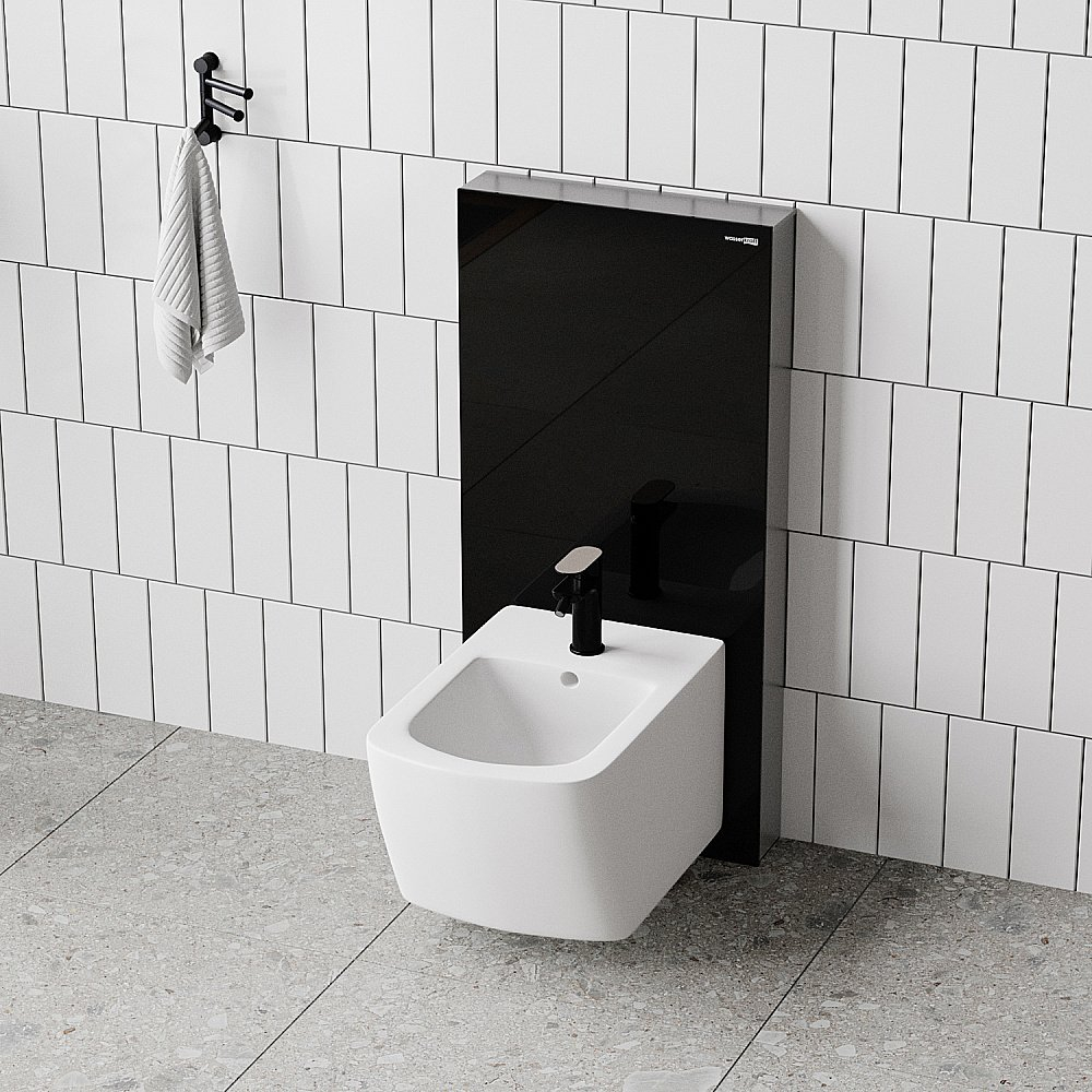 Инсталляция для биде со смесителем WasserKraft Naab 86BDT.050.BL.SQ7406 черная панель/смеситель черный Soft-touch