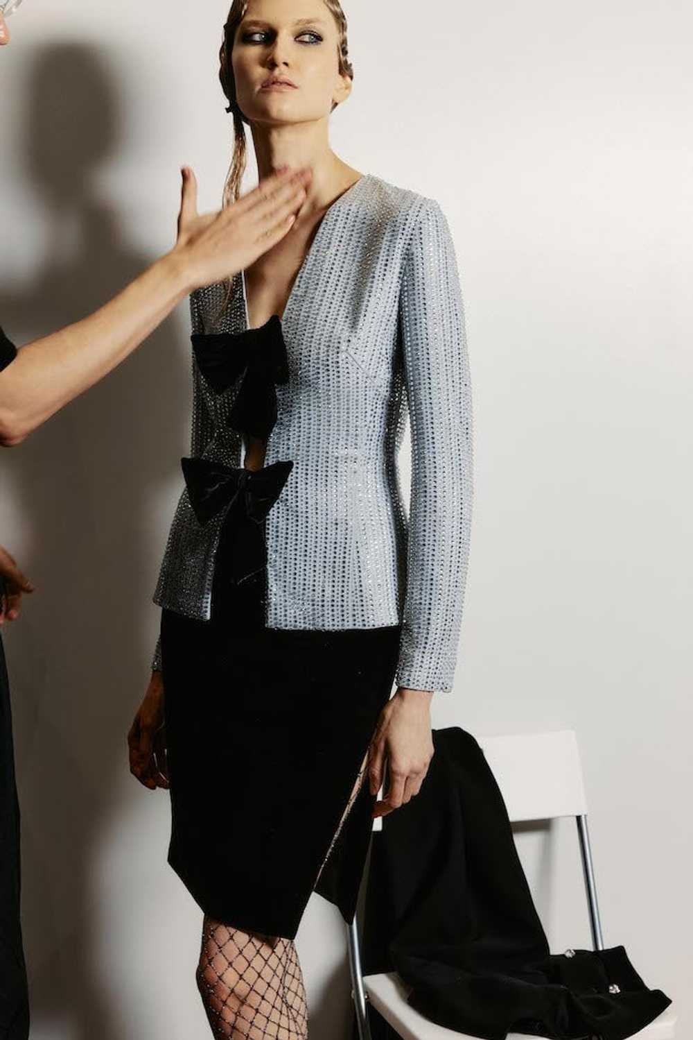 Жакет из шифона с кристаллами