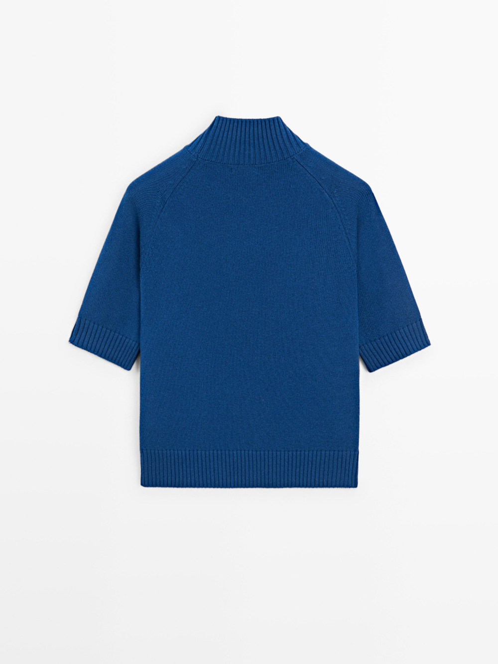 Massimo Dutti Трикотажный свитер из смесового хлопка, темно-синий