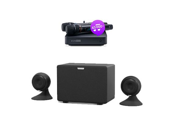 Комплект караоке Evolution Evobox Plus [Black] + стереосистема EvoSound Sphere + годовая подписка на обновления