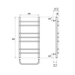 Полотенцесушитель водяной Point Венера PN07158 П7 500x800, хром схема