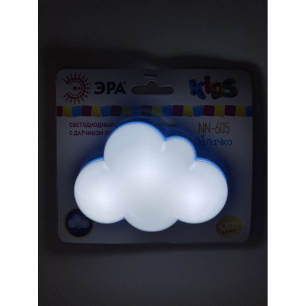 Ночник - светильник светодиодный ЭРА NN-605-LS-W в розетку с датчиком освещенности белый