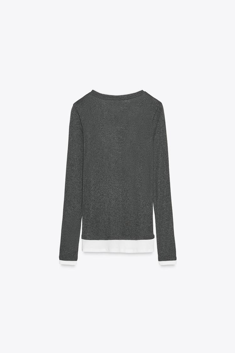 ZARA ФУТБОЛКА С КРУГЛЫМ ВЫРЕЗОМ, ТЕМНЫЙ МЕЛАНЖ