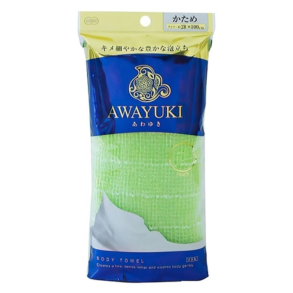 Мочалка для тела жесткая зеленая OHE Awayuki Nylon Towel Stiffer