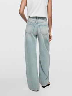 Massimo Dutti Джинсы с высокой талией и облегающим кроем, светло-голубой