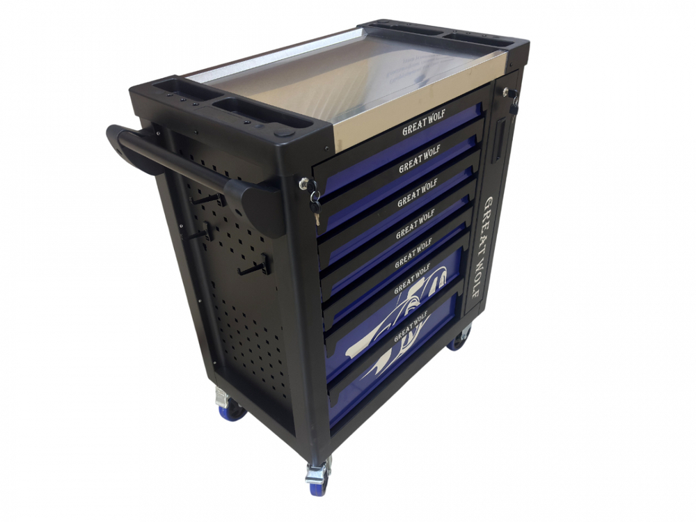 Инструментальная тележка GW-8ST BLUE Great Wolf (8 ящиков, центральный замок, колеса с блокировкой, усиленная)
