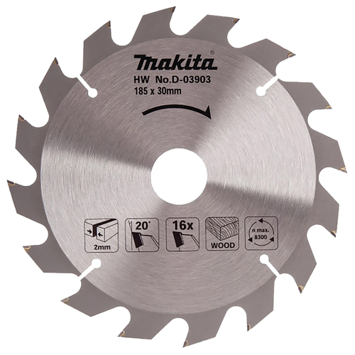 Пильный диск для дерева 185x30/16/20x2x16T Makita D-03903
