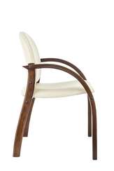 Стул Бюрократ ДЖУНО светло-бежевый эко.кожа на ножках дерево