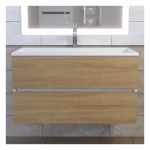 Тумба с раковиной Uperwood Barsa 90 см, раковина белая, подвесная тумба белая/дуб сонома