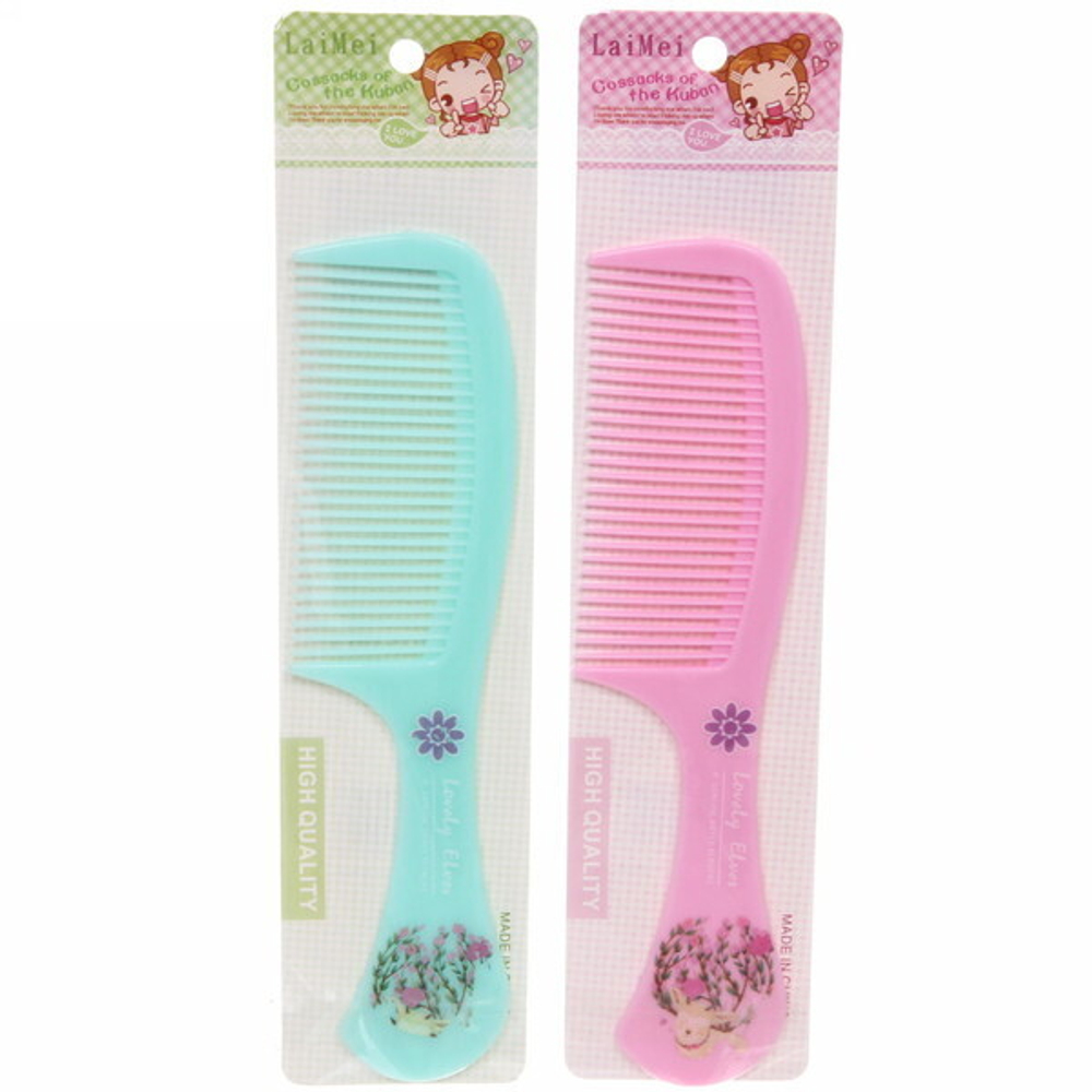 Расческа классическая с ручкой «Luxury hair- Сказочные цветы», микс 4 цвета, 21*5см