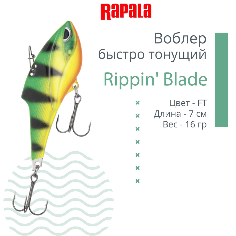 Воблер Rippin' Blade 07, GCHT, тонущий, 7см, 16гр
