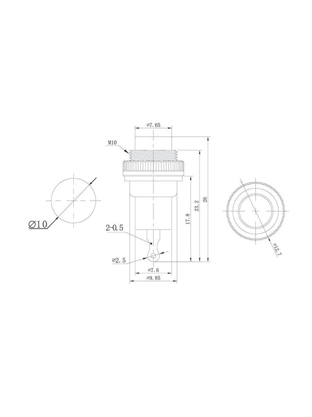Выключатель-кнопка металл 220В 2А (2с) OFF-(ON) d10.2 красн. Mini (RWD-213) Rexant 36-3331