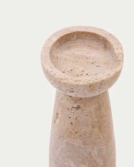 Большой подсвечник Magan 25 см из бежевого травертина