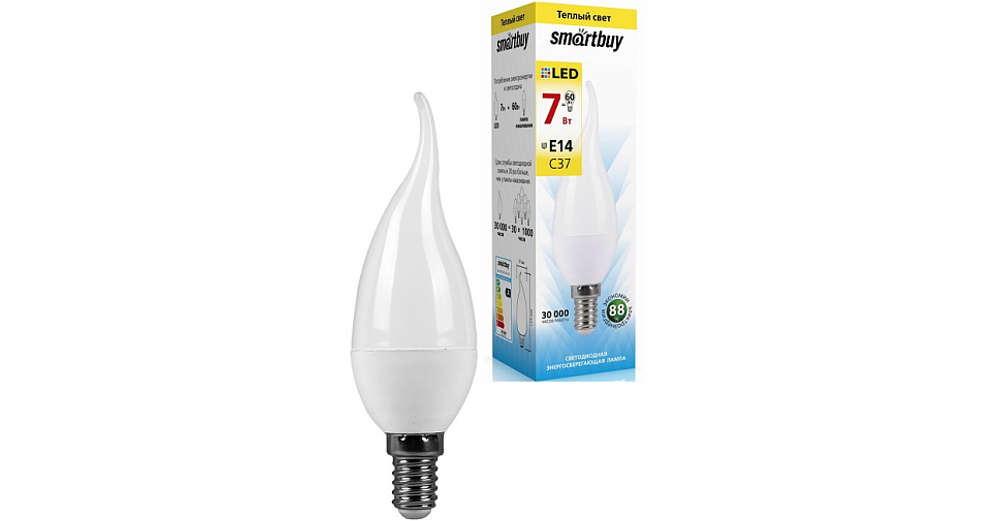 Лампа SMARTBUY C37 07W 3000K E14