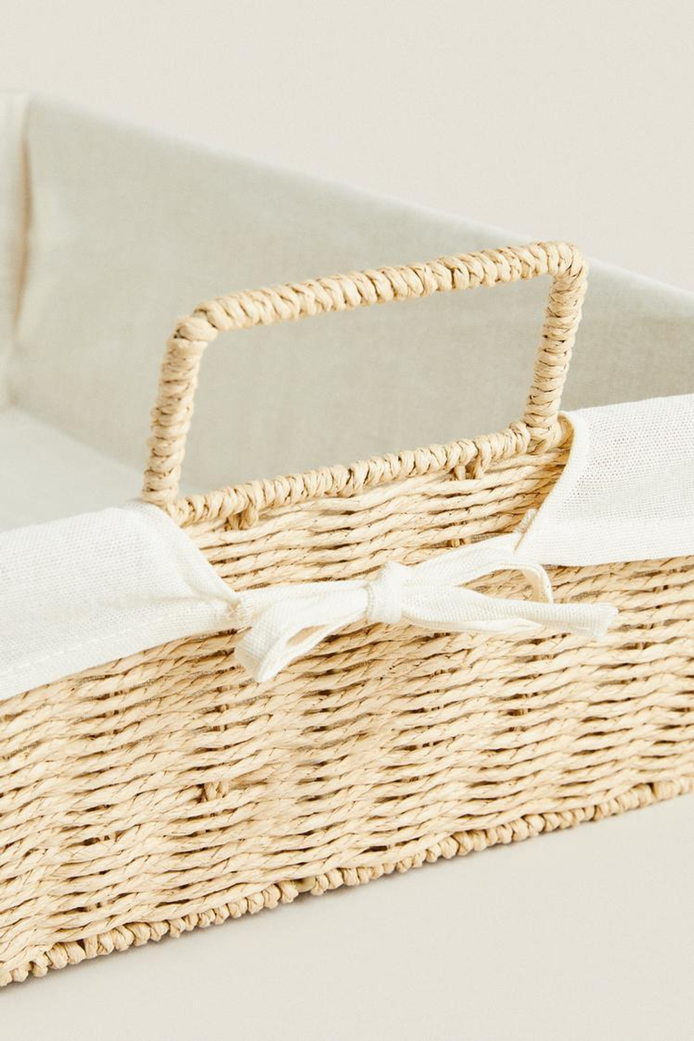 ZARA HOME КОРЗИНА С ТКАНЕВОЙ ПОДКЛАДКОЙ, СВЕТЛО-БЕЖЕВЫЙ