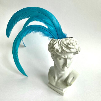 Перья петуха голубые 30 -35 см. за штуку