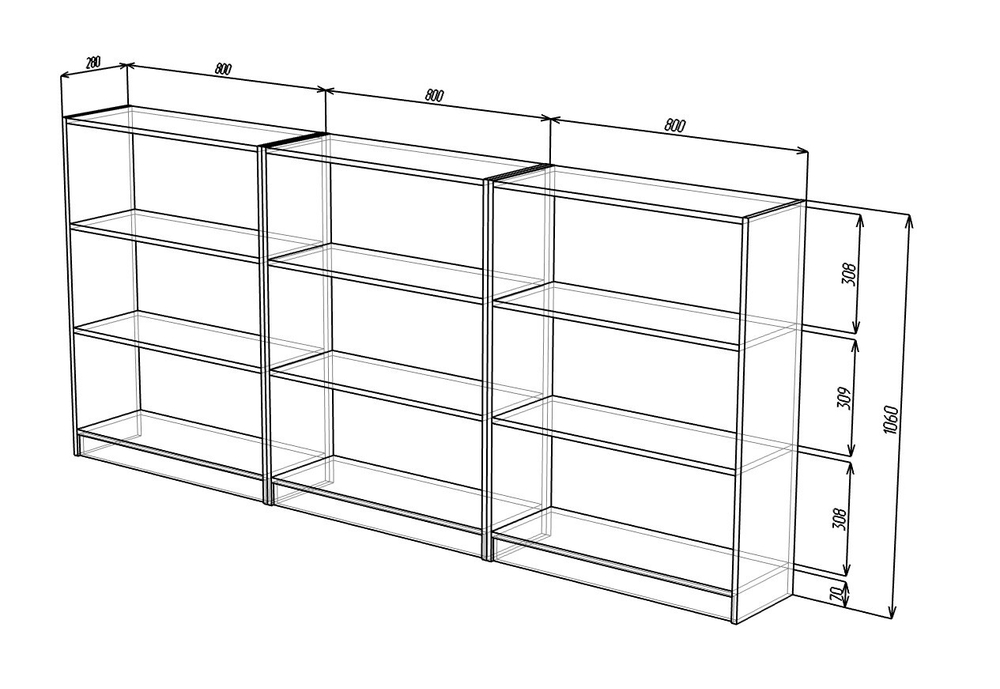 Стеллаж Билли 07 Дуб молочный 8622 240*28*106 см, Светло-бежевый   Фиеста
