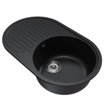 Мойка ML-GM16 КОМФОРТ овальная с крылом, ультра-черная (344), 730*460*180мм