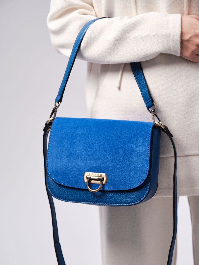 Сумка замшевая на плечо кросс-боди синяя