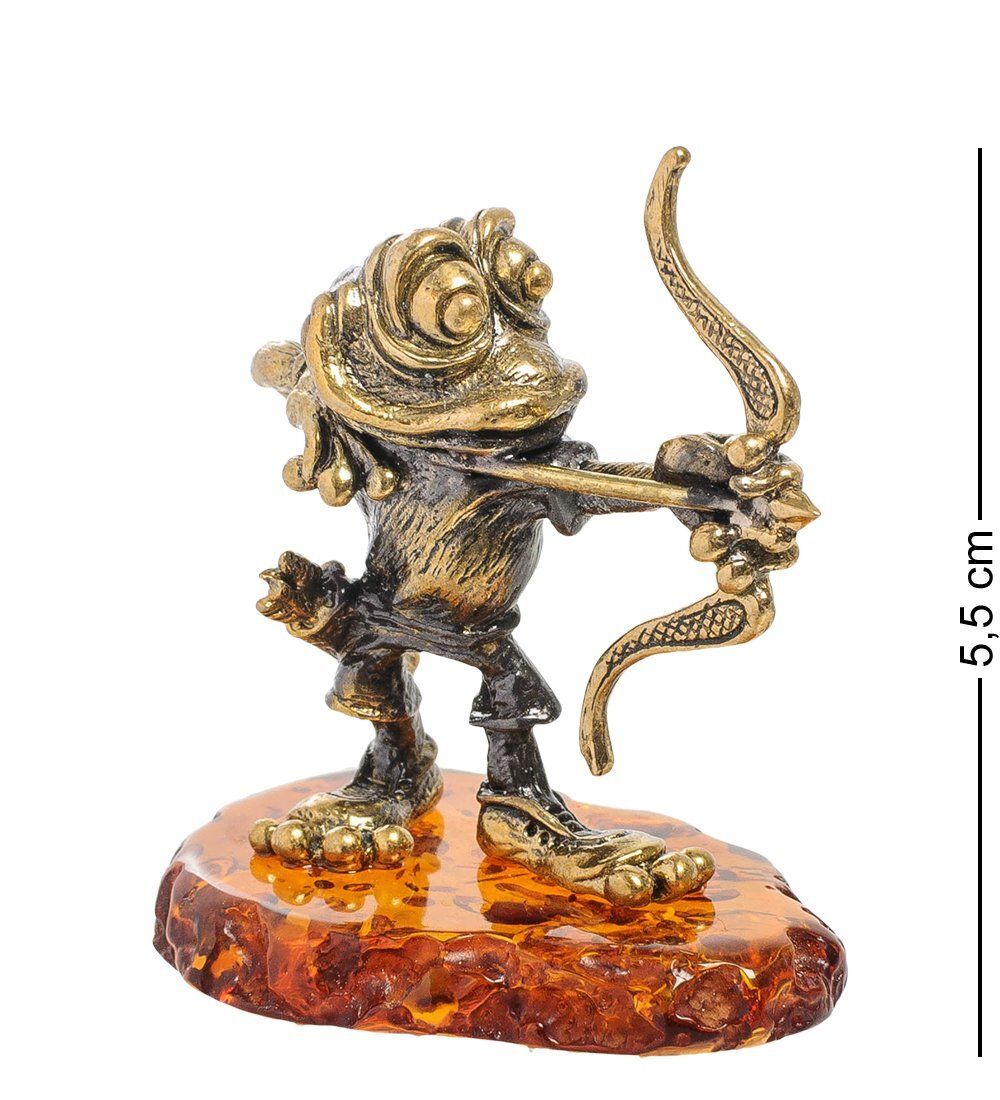 Народные промыслы AM-2024 Фигурка «Лягушка-лучник» (латунь, янтарь)
