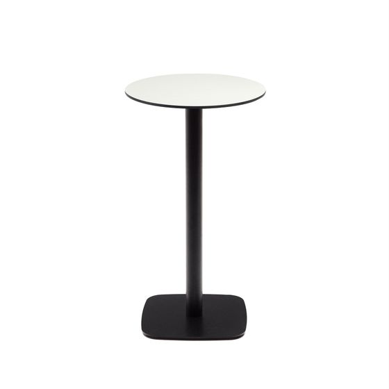 Dina высокий круглый садовый стол белый с черной металлической основой Ø 60x96 см
