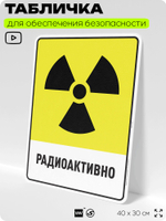 Табличка для обеспечения безопасности "Радиоактивно", для производства, предприятия, организаций, 40х30 см, Silver Plane x Айдентика Технолоджи