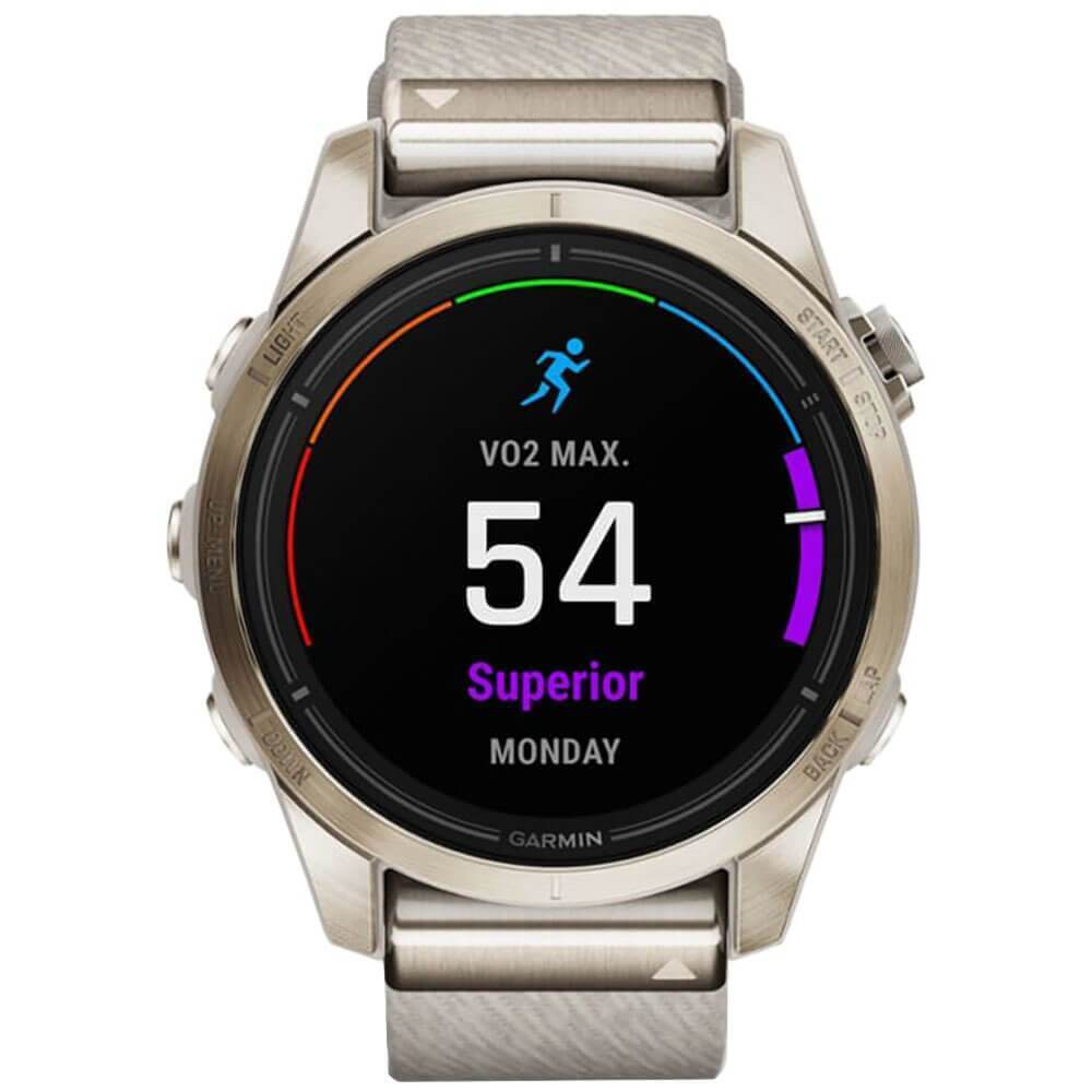 Умные часы Garmin Epix Pro (Gen 2) Sapphire Edition 42 мм из мягкого золота с кремовым ремешком из меланжевого нейлона