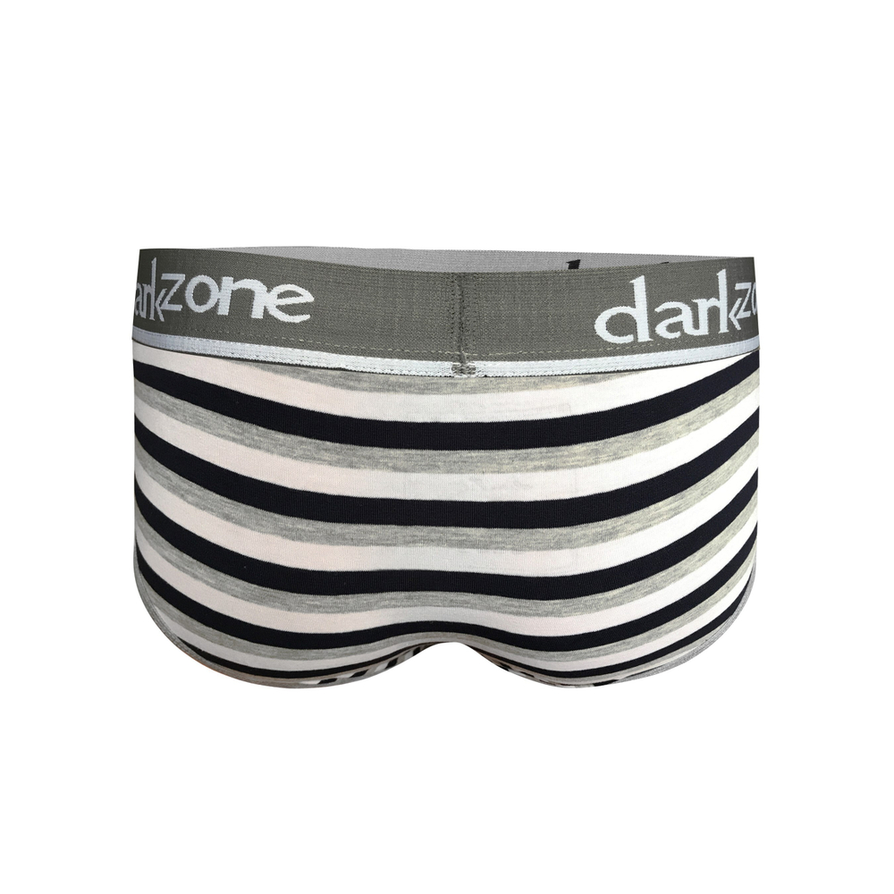 Мужские трусы брифы серые в черно-белую полоску DARKZONE DZN6127