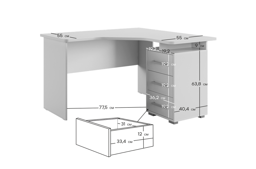 Лайт-2 (MebelSon) Стол компьютерный угловой 1200мм
