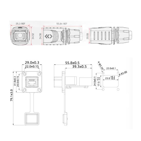 Водонепроницаемый разъем CNLINKO YT-RJ45