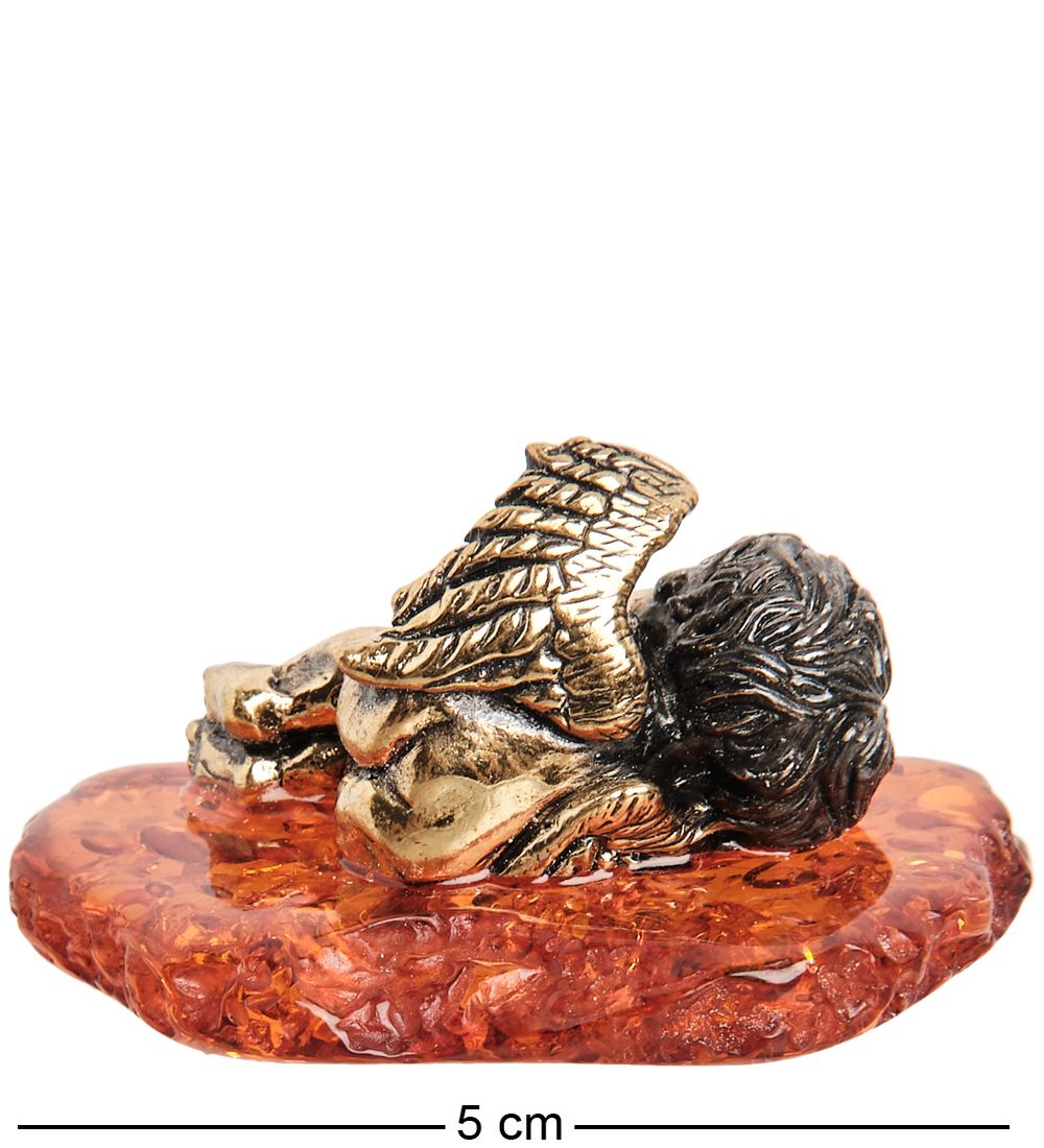 Народные промыслы AM-1542 Фигурка «Ангелочек спящий» (латунь, янтарь)