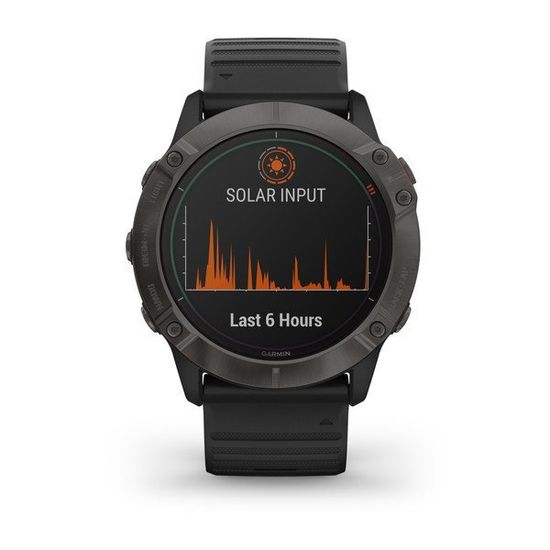 Мультиспортивные часы Garmin Fenix 6X Pro Solar - титановый серый DLC с черным ремешком 010-02157-21