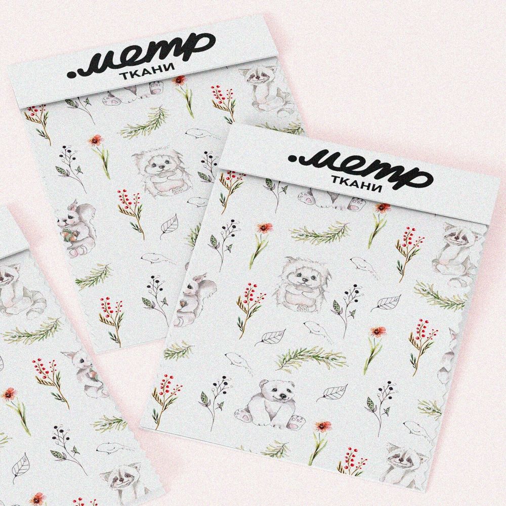 Ткань муслин ежики и медвежата