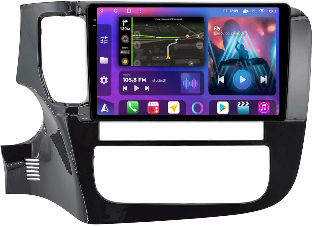 Магнитола Mitsubishi Outlander 3 2012-2022 (левый руль) - FarCar BM1006M-2K монитор 9.5" 2K QLED на Android 14, TS10, 4+32Гб, CarPlay, 4G SIM-слот