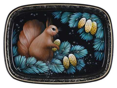 Жостовский поднос декоративный, размер 33х24 см (A12), металлический